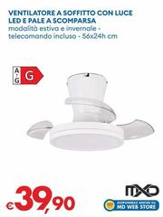 Mxd - Ventilatore A Sofffitto Con Luce Led E Pale A Scomparsa