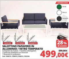 Salottino Papavero In Alluminio / Vetro Temperato