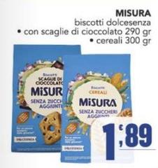 Misura - Biscotti Dolcesenza Con Scaglie Di Cioccolato