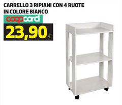 Coop - Carrello 3 Ripiani Con 4 Ruote In Colore Bianco