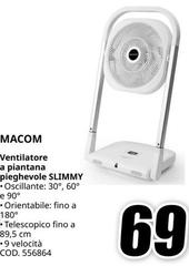 Macom - Ventilatore A Piantana Pieghevole Slimmy