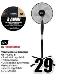 Peaq - Ventilatore A Piantana OSF 40500B