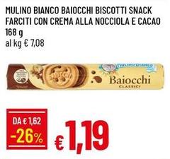 Mulino Bianco - Baiocchi Biscotti Snack Farciti Con Crema Alla Nocciola E Cacao