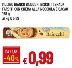 Mulino Bianco - Baiocchi Biscotti Snack Farciti Con Crema Alla Nocciola E Cacao