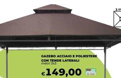 Gazebo Acciaio E Poliestere Con Tende Laterali