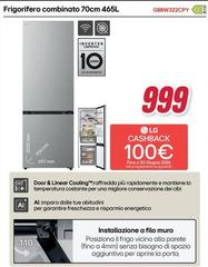 LG - Frigorifero Combinato 70cm 465L GBBW322CPY