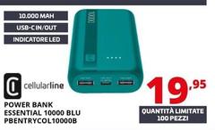 Cellularline - Power Bank Essential 10000 Blu PBENTRYCOL10000B 