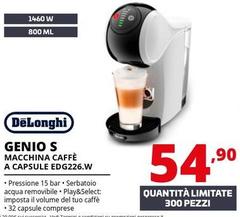De Longhi - Genio S Macchina Caffè A Capsule EDG226.W