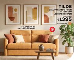 Divano Letto 3 Posti In Tessuto L2000/PP9XH97Cm