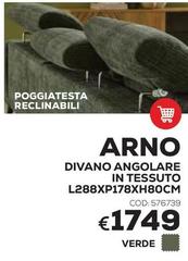 Divano Angolare In Tessuto L288XP178XH80Cm
