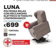 Tortora - Poltrona Relax Con Meccanismo Elettrico In Tessuto L75XP90XH102Cm