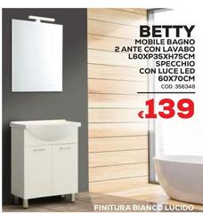 Luce - Mobile Bagno 2 Ante Con Lavabo L60XP35XH7SCM Specchio Con  Led 60x70cm