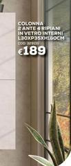 Colonna 2 Ante 4 Ripiani In Vetro Interni L30x93xh160cm