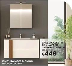 Base 2 Cassetti Con Lavabo L100XP46XH50Cm