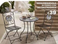 Sedia Pieghevole In Ferro Con Decoro Mosaico
