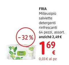 Fria - Milleusipiù Salviette Detergenti Rinfrescanti 64 Pezzi