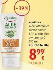 Equilibra - Aloe Vitaminica Crema Solare Spf 30 Con Aloe E Vitamina C 150 Ml