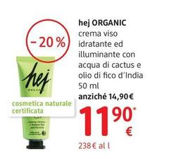 Hej Organic - Crema Viso Idratante Ed Illuminante Con Acqua Di Cactus E Olio Di Fico D'india  50 Ml