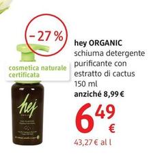 Hey Organic - Schiuma Detergente Purificante Con Estratto Di Cactus  150ml