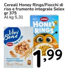 Selex - Cereali Honey Rings/Fiocchi Di Riso E Frumento Integrale