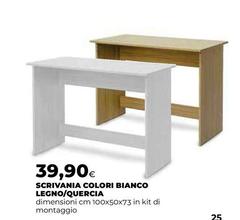 Scrivania Colori Bianco Legno/Quercia