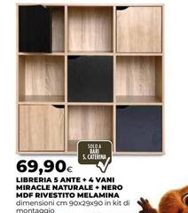 Solo - Libreria 5 Ante +4 Vani Miracle Naturale + Nero MDF RIVESTITO Melamina