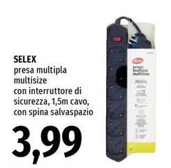 Selex - Presa Multipla Multisize Con Interruttore Di Sicurezza, 1,5m Cavo, Con Spina Salvaspazio