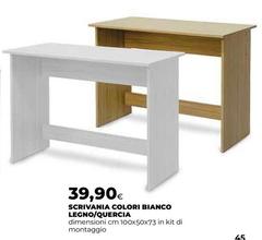 Scrivania Colori Bianco Legno/Quercia