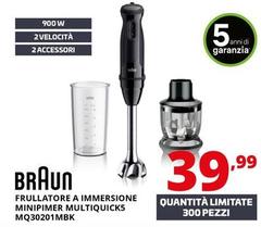 Braun - Frullatore A Immersione Minipimer Multiquicks MQ30201MBK