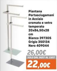 Solo - Piantana Portasciugamani In Acciaio Cromato E Vetro Temperato 20x86,50x28 Cm