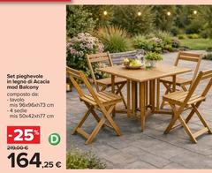 Acacia - Set Pieghevole In Legno Di  Mod Balony