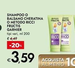 Garnier - Shampoo O Balsamo Cheratina O Metodo Ricci Fructis