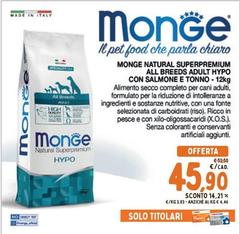 Monge - Natural Superpremium All Breeds Adult Hypo Con Salmone E Tonno