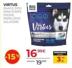 Virtus - Snack Dog Mini Strips Merluzzo Salmone