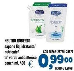 Neutro Roberts - Sapone Liq. Idratante/Nutriente/Te Verde Antibatterico Pouch