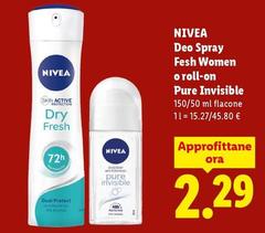 Nivea - Deo Spray Fesh Women O Roll-On Pure Invisible