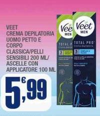 Veet - Crema Depilatoria Uomo Petto E Corpo Classica/pelli Sensibili/Ascelle Con Applicatore