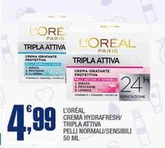 L'Oreal - Crema Hydrafresh/ Tripla Attiva Perli Normal/Sensibili