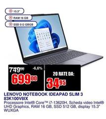 Lenovo - Notebook Ideapad Slim 3 83K100V8IX
