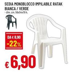 Sedia Monoblocco Impilable Ratak Bianca