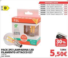 Luce - Pack 2pz Lampadina Led Filamento Attacco E27