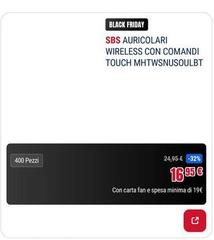 Sbs -  Auricolari Wireless Con Comandi Touch Mhtwsnusoulbt