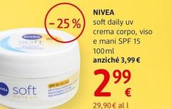 Nivea - Soft Daily Uv Crema Corpo/Viso E Mani Con SPF 15 100 Ml