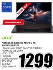 Acer - Notebook Gaming Nitro V 15 ANVI5-52-92F11