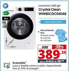 Samsung - Lavatrice 1.400 Giri Crystal Clean WW80CGC04DAE