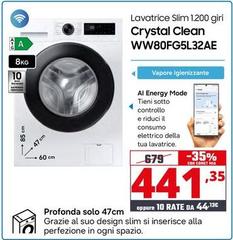 Samsung - Lavatrice Slim 1.200 Giri Crystal Clean WW80FG5L32AE