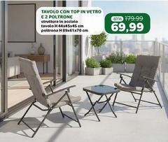 Tavolo Con Top In Vetro E 2 Poltrone
