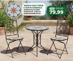 Tavolo Con 2 Sedie E Top In Ceramica