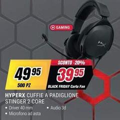 HyperX - Cuffie A Padiglione Stinger 2 Core