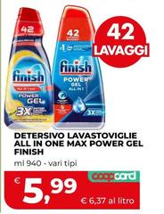 Finish - Detersivo Lavastoviglie All In One Max Power Gel